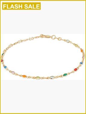 18K Gold Plated Crystal Baguette Anklet 10 Inch Chain Lobster Claw